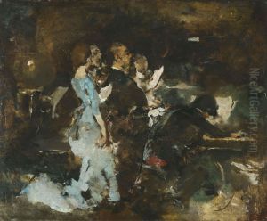 'o Concerto De Amadores' Ou 'soiree Chez Lui' by Columbano Bordalo Pinheiro
