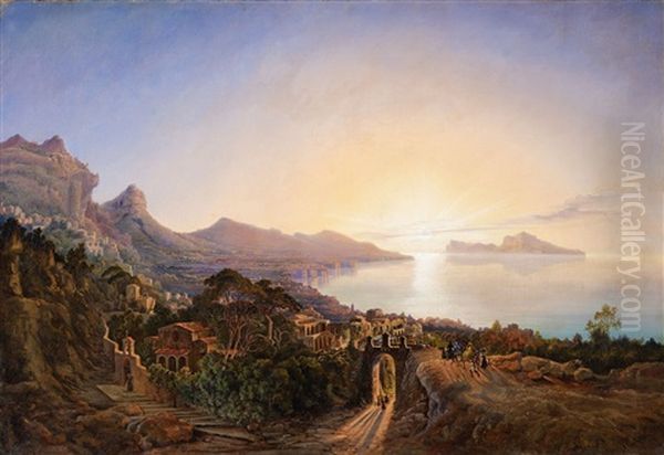 An Italian Coastal Landscape At Sunset - view 1