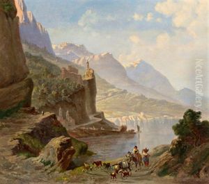 Der Nemi See In Den Albanerbergen(?) by Emil Theodor Richter