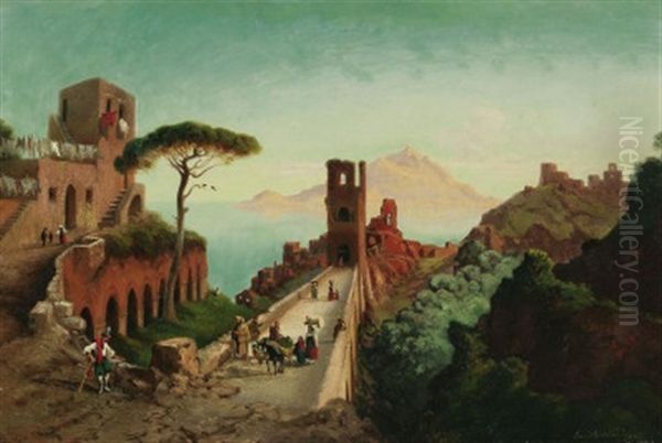 Italienische Kustenlandschaft Im Abendrot - view 1