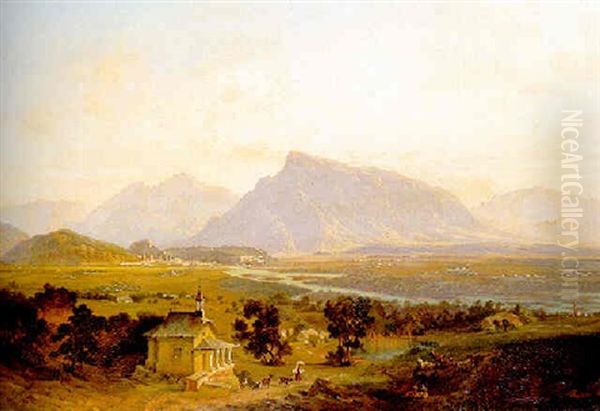 Salzburg With The Untersburg In The Distance - view 1