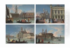 Four Views Of Venice: The Molo From The Bacino Di San Marco, With The Zecca, Campanile And Palazzo Ducale; The Piazzetta Looking Towards The Libreria Sansoviniana, The Punta Della Dogana And Santa Maria Della Salute; The Isola Di San Bi