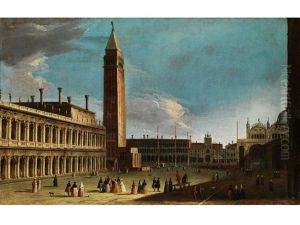 Vendig - Markusplatz Mit Campanile, San Marco Und Blick Auf Den Uhrenturm by Giovanni Richter