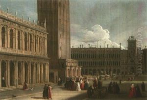 Venezia, Veduta Della Piazetta Di San Marco (+ Venezia, Veduta Di Piazza San Marco Verso La Chiesa Di San Geminiano; 2 Works) by Giovanni Richter