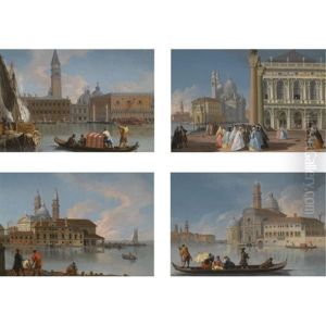 Venice: A View Of The Molo From The Bacino Di San Marco, With The Zecca, Campanile And Palazzo Ducale (+3 Others; Set Of 4)