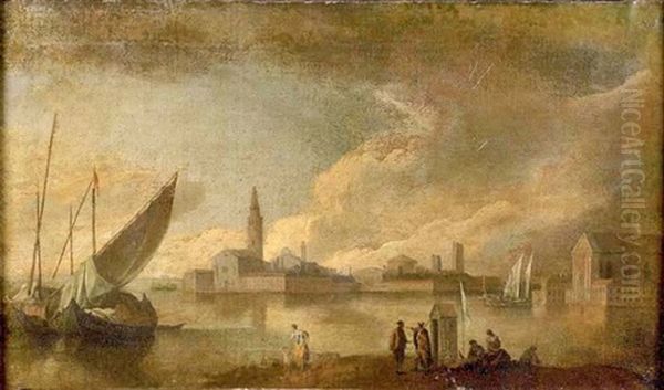Vue De Venise Animee De Personnages Au Bord De La Lagune - view 1