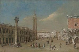 The Piazetta, The Entrance To The Bibiotheque And The Ducal Palace, Venice