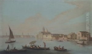 The Venetian Lagoon With The Islands Of San Cristoforo, San Michele And Murano by Giovanni Richter