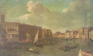 A View Of The Grand Canal Looking North From The Rialto Bridge by Giovanni Richter