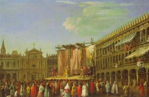 A Performance Of The Commedia Dell'arte In The North-west   Corner Of The Piazza San Marco, Venice