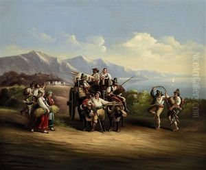 Neapolitanische Bauern Auf Dem Heimweg Von Der Ernte by Gustav Friedrich Wilh. Richter