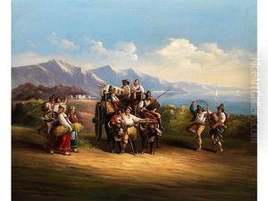 Neapolitanische Bauern Auf Dem Heimweg Von Der Ernte by Gustav Friedrich Wilh. Richter