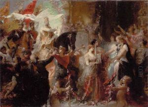 Kaiser Wilhelm Umgeben Von Seinen Paladinen, Kehrt Triumphierend Vom Siegreichen Kriege Zuruck by Gustav Friedrich Wilh. Richter