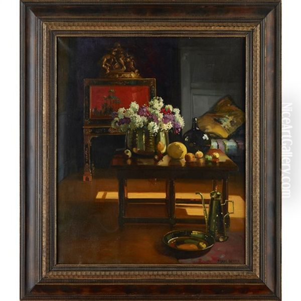 Interior Scene With Flowers, Fruit And Objects D'art - view 1