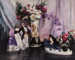 Still Life With Flowers And Figurines by Herbert Davis Richter