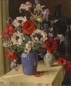 Flowers In A Blue Vase by Herbert Davis Richter