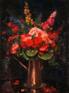 Still Life Study Of Mixed Flowers In A Pot