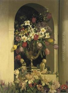 Summer Flowers In A Silver Vase Summer Flowers In A Silver Vase
