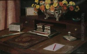 Desk Top Still Life With Inkwells
