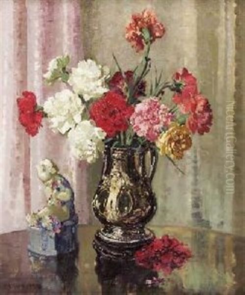Still Life With Pink And White Carnations - view 1