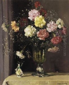 Still Life With Flowers And Figurine by Herbert Davis Richter