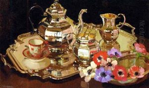 Still Life With Silver Tea Service by Herbert Davis Richter