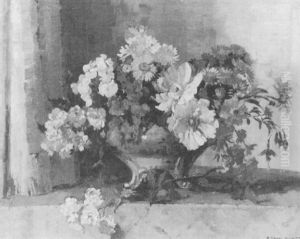 Still Life Of Flowers In A Porcelain Vase by Herbert Davis Richter
