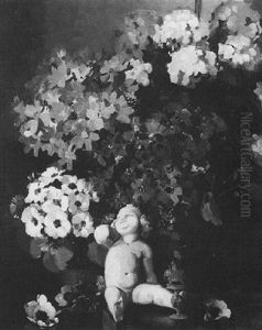 Still Life With Flowers And A Cherub by Herbert Davis Richter
