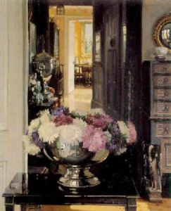 Interior With Chrysanthemums by Herbert Davis Richter