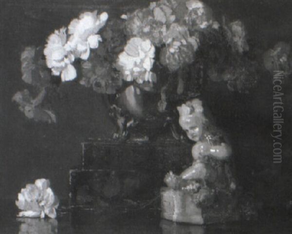 Still Life With A Bowl Of Flowers And A Figurine - view 1