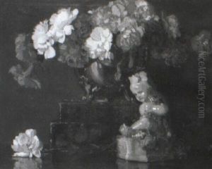 Still Life With A Bowl Of Flowers And A Figurine