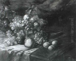 Still Life With Apples And Grapes by Herbert Davis Richter