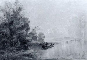 Rowingboats On The Chiemsee by Klaus Carl Friedrich Richter