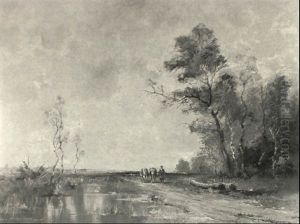 Landscape With Herdsman And Cattle by Klaus Carl Friedrich Richter