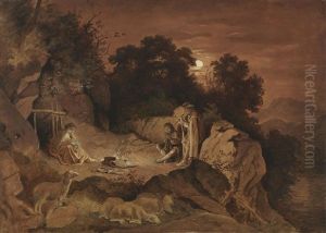 Hirten Am Feuer (abendlandschaft)