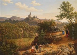Ausflug Aufs Land, Im Hintergrund Eine Dorflandschaft