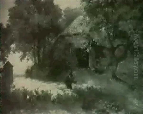 Sheep Herder Returning With Flock At Dusk - view 1