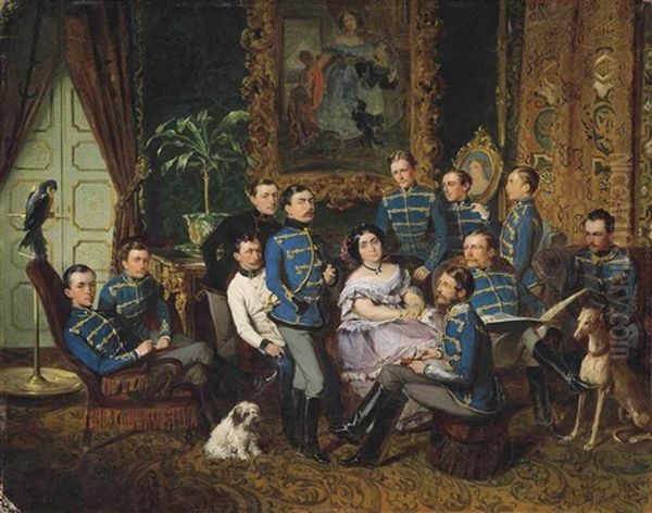 Portrait Of Countess Julia Samoilova (1803-1875) With Austrian Hussars - view 1