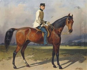 A Mounted Officer Of Austrian Dragoon Regiment Nr.5 Landgrafen Zu Furstenberg In Undress Uniform by Wilhelm M. Richter