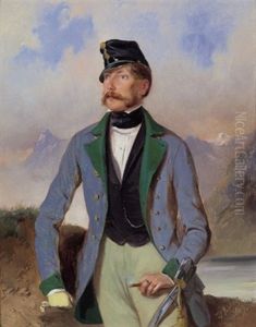 Portrait Furst Felix Von Schwarzenberg Vor Einem Landschaftshintergrund