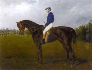 A Race Horse With Jockey Up, With Figures By The Finish by Wilhelm M. Richter