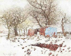 Altes Gemauer In Tief Verschneiter Mecklenburgischer Landschaft by Hugo Richter-Lefensdorf