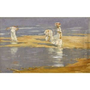 Strandpartie Mit Damen by Georg Richter-Loessnitz