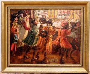 Gemaskerd Kinderfeest In Een Nachtelijke Optocht Bij De Snoepwinkel by Marius Richters