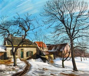 Wintergezicht Met Het Huis Van Marius Richters Aan De Grindweg Nr 19 In Hillegersberg by Marius Richters