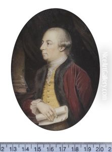 Thomas Pennant (1726-1798), Wearing Crimson Coat With Fur Trim, Yellow Waistcoat, White Frilled Chemise, Stock And Lace Cravat, His Hair Worn En Queue And Tied With Black Ribbon