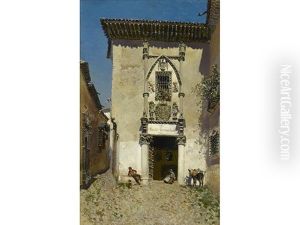 A Spanish Courtyard by Martin Rico y Ortega