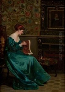 Mujer Bordando by Martin Rico y Ortega