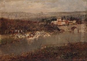 Lavanderas En Un Rio by Martin Rico y Ortega