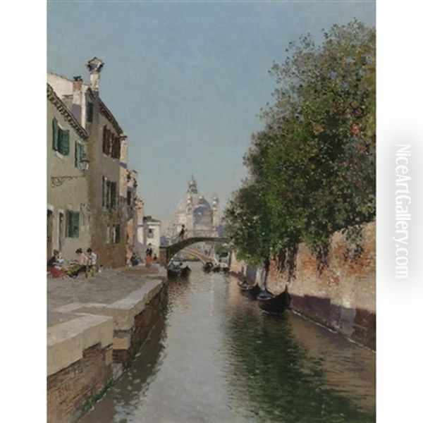 A Venetian Canal, Santa Maria Della Salute In The Distance - view 1
